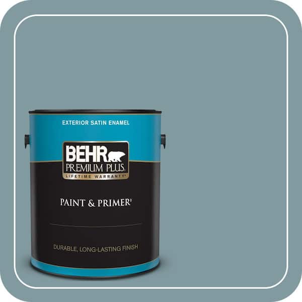 BEHR PREMIUM PLUS 1 gal. #ECC-56-3 Lake View Satin Enamel Exterior Paint & Primer