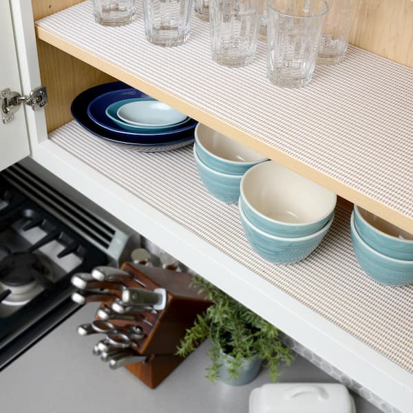 N Stick White Shelf Drawer Liner Set, Kitchen Cabinet Liners Home Depot