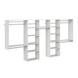120 in. W - 144 in. W White Wood Basic Closet System