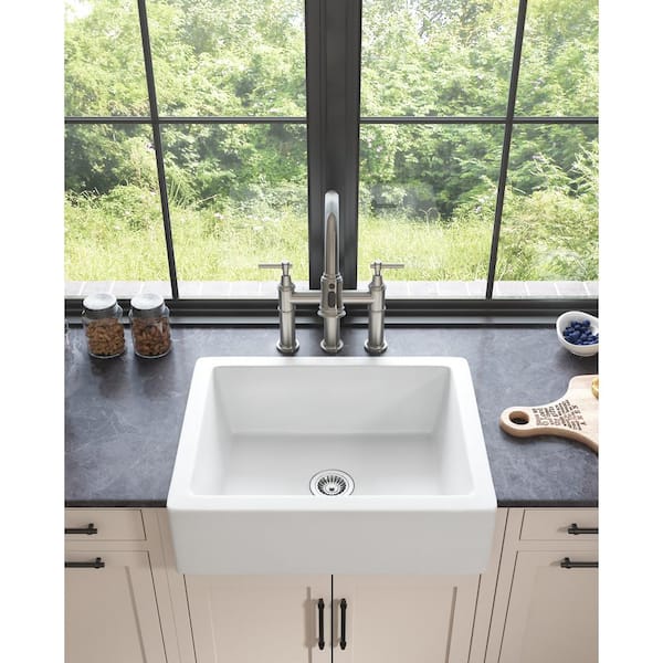 30 in. L x 19 in. W Farmhouse/Apron Front White Single Bowl