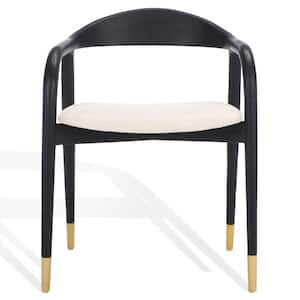 Laryssa Cream/Black 19.5 in. Linen Dining Chair