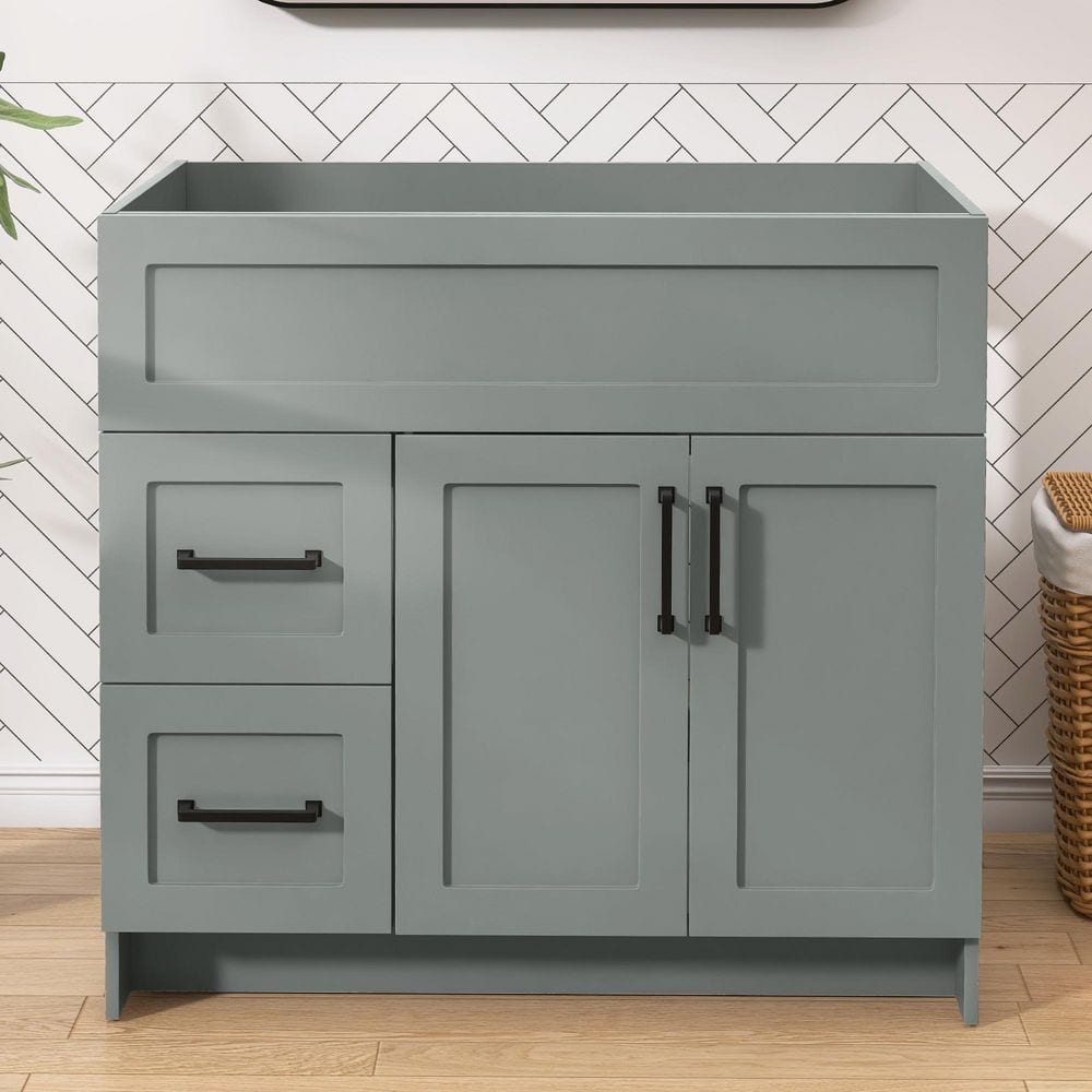 Mox 36 in. W x 21.5 in. D x 33.5 in. H Freestanding Bathroom Vanity Cabinet without Top in Sky Gray Unassembled price history on PriceWatchPro