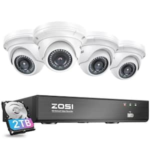 4K 8-Channel POE 2TB NVR Surveillance System with 4-Wired 5MP Outdoor Dome Cameras