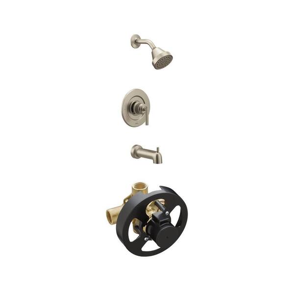 Gibson Brushed Nickel Tub/Shower Faucet Trim Kit (Valve Not Included) and Brass Rough-In Posi-Temp Shower Valve Combo