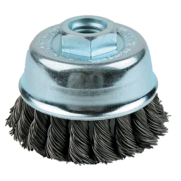 MAXIMUM Carbon Steel Knotted Wire Cup Brush 5/8-in-11 or M10 Arbor