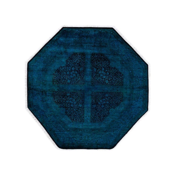 Overdyed Blue 6 ft. x 9 ft. Solid Wool Indoor Area Rug