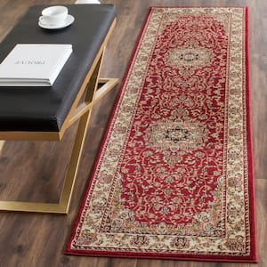 Lyndhurst Red/Ivory 2 ft. x 6 ft. Floral Border Antique Runner Rug