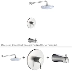 Single-Handle 1-Spray Bathtub and Shower Faucet with Valve in Brushed Nickel (Valve Included)