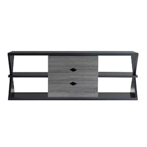 Turanville 60 in. Black and Distressed Gray TV Stand with 3-Drawer Fits TV's up to 69 in.
