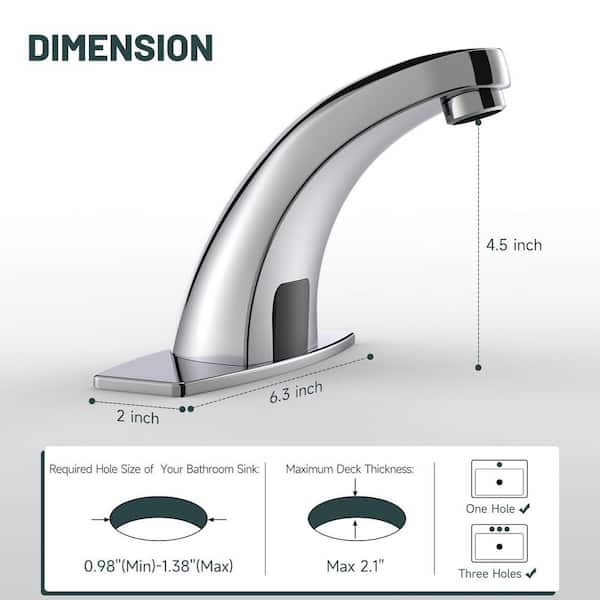 Automatic Sensor Touchless Bathroom Sink Faucet With Deck Plate In Polished Chrome