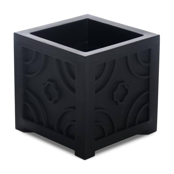 Mayne Self-Watering Savannah 16 in. Square Black Plastic Planter