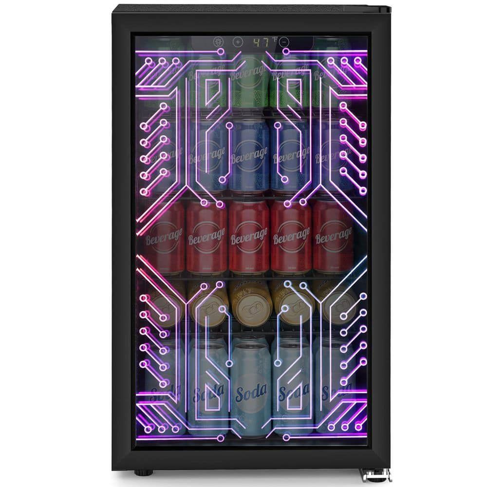 17.5 in. 3.2 cu. ft. Gaming Mini Refrigerator LED Lighted Glass Door Compact Space-Saving in Black Stainless Steel price history on PriceWatchPro