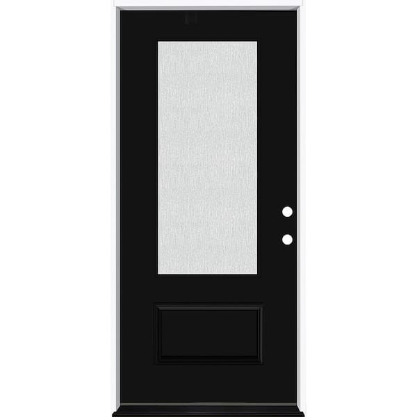 Steves & Sons Legacy 36 in. x 80 in. 3/4 Lite Rain Glass LHIS Black Finish Fiberglass Prehung Front Door