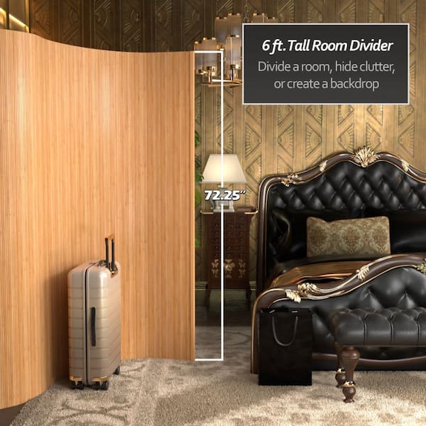 RED LANTERN 6 ft. Honey Bamboo Wave 1-Panel Room Divider BF-75-HON