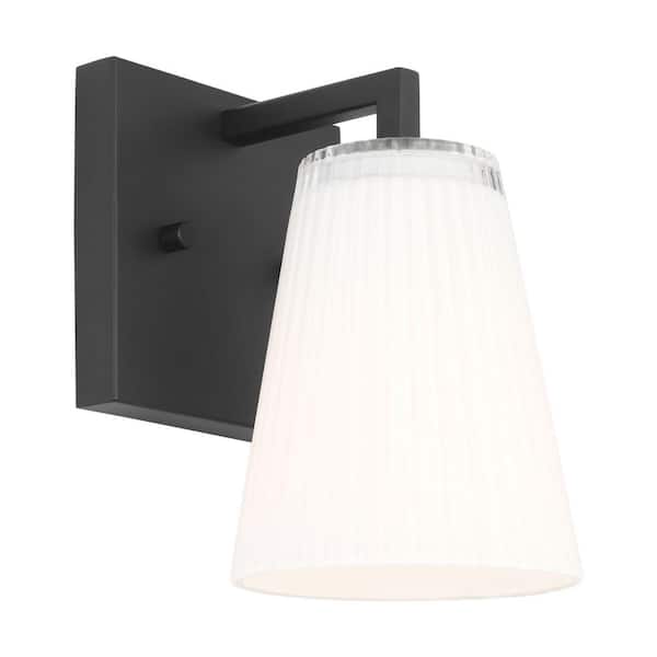 Generation Lighting - Upson 5 in. W x 7.75 in. H 1-Light Midnight Black Dimmable Wall Sconce with Glass Shade and No Bulb Included