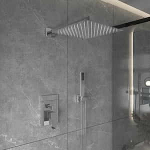 Single-Handle 2-Spray Square High Pressure Shower Faucet 2.5 GPM with Shower Head in Polished Chrome (Valve Included)