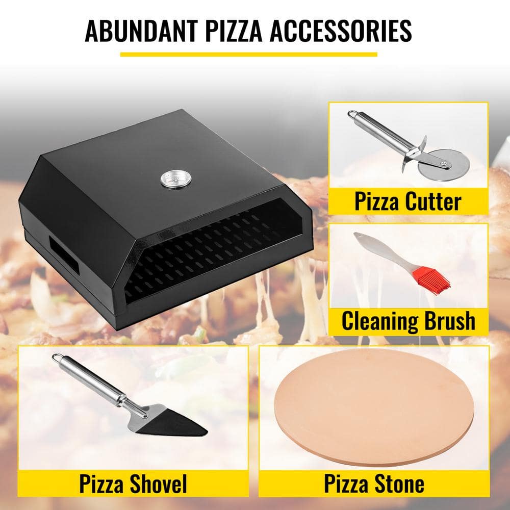 Black Stainless Steel Outdoor Gas Pizza Oven Kit with Accessories