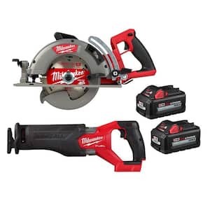 M18 FUEL 18V Lithium-Ion Cordless 7-1/4 in. Rear Handle Circ Saw w/SAWZALL, Two 6 Ah High Output Batteries (2-Tool)