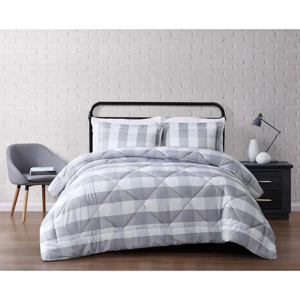 Truly Soft Buffalo 1-Piece Grey and White Full/Queen Comforter Set