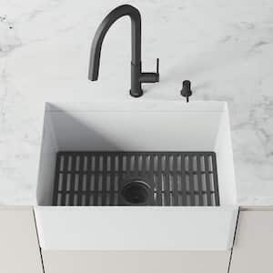 23.75 in. x 14.875 in. Silicone Bottom Grid for 27 in. Single Bowl Kitchen Sink in Matte Black