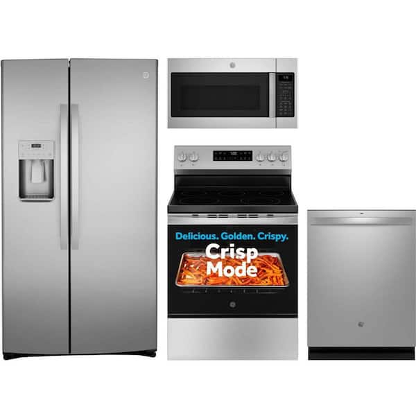 21.8 cu. ft. Counter Depth Refrigerator with 5 Burner Freestanding Electric Range and Dishwasher with Dry Boost