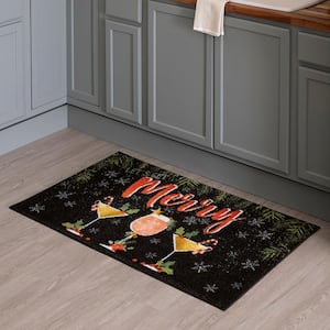 Let's Get Merry Black 2 ft. x 3 ft. 4 in. Machine Washable Area Rug
