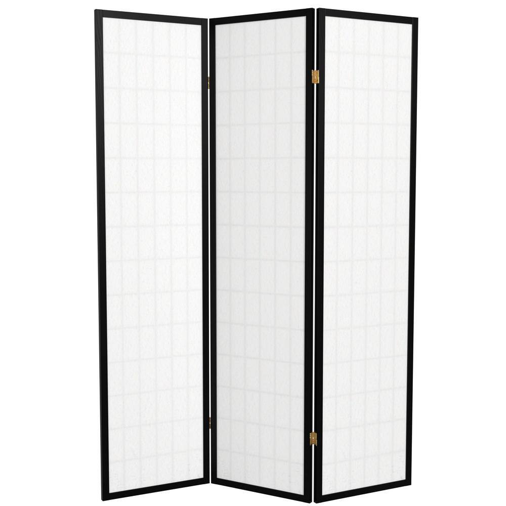 Black 6 ft Tall Shoji Screen with 3 Panels