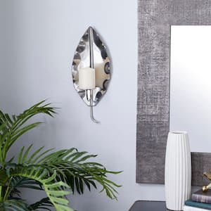 Silver Stainless Steel Contemporary Candle Wall Sconce