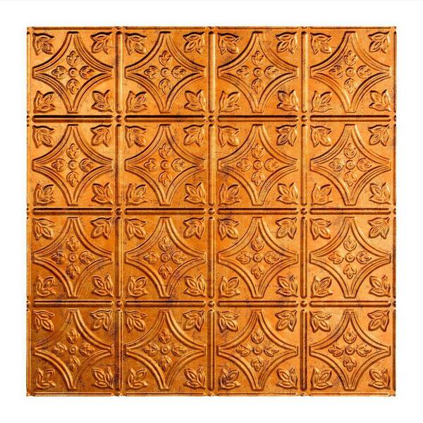 Fasade Traditional Style #1 2 ft. x 2 ft. Vinyl Lay-In Ceiling Tile in Muted Gold