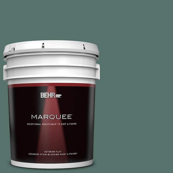 BEHR MARQUEE 5 gal. #480F-6 Shaded Spruce Flat Exterior Paint & Primer