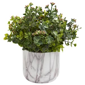 Indoor Eucalyptus Artificial Plant in Marble Finished Vase
