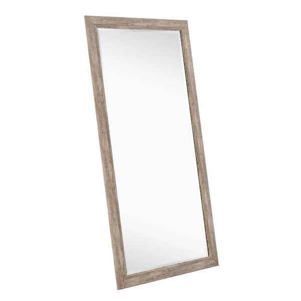 Natural Brown 32 in. W x 66 in. H Rectangle Wood Full Length Mirror