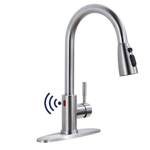 Touchless Sensor Single Handle Pull-Down Sprayer Kitchen Faucet in Brushed Nickel