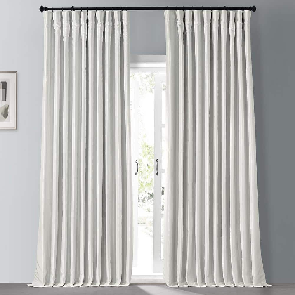 Width & Length Pair of White Faux Silk Dupioni Curtains with Lining Chose Top 