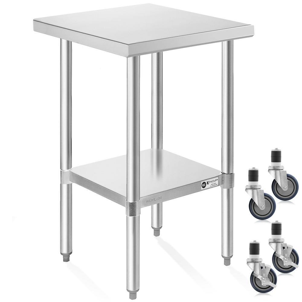 24 In X 18 In Stainless Steel Kitchen Prep Table With Bottom Shelf And Casters Prep Kt 02 4w