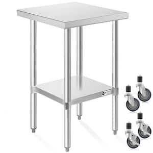 24 in. x 18 in. Stainless Steel Kitchen Prep Table with Bottom Shelf and Casters