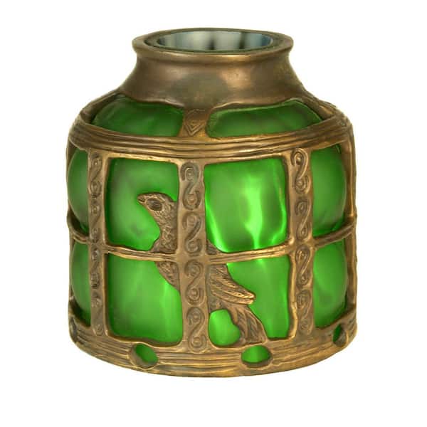 Bird Cage 4 in Green Colorful Glass Novelty Universal Shade with no fitter