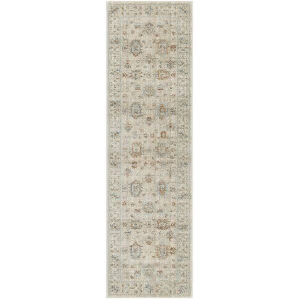 Nourison Home Traditional Home Ivory Beige 2 ft. x 8 ft. Distressed ...