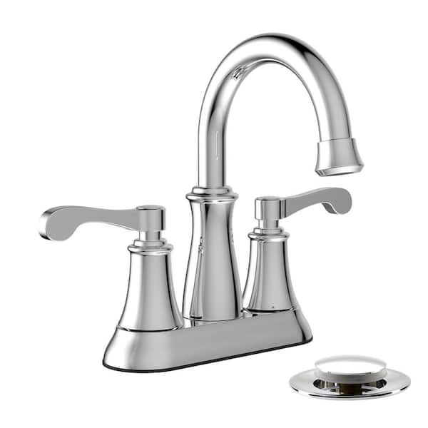 KEENEY Belanger 4 in. Centerset 2-Handle Bathroom Faucet with Mechanical Pop-Up in Polished Chrome
