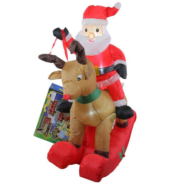 Northlight 4.75 ft. Inflatable Rocking Reindeer and Santa Lighted ...