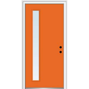 32 in. x 80 in. Viola Low-E Glass Left-Hand Inswing 1-Lite Clear Painted Steel Prehung Front Door