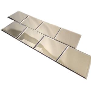 Reflections Gold Beveled Square 8 in. x 8 in. Glass Mirror Wall Tile (16 sq. ft./Case)