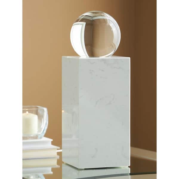 Signature DESIGN BY ASHLEY Sellner White 4.8 in. x 14 in. Geometric Crystal Sphere