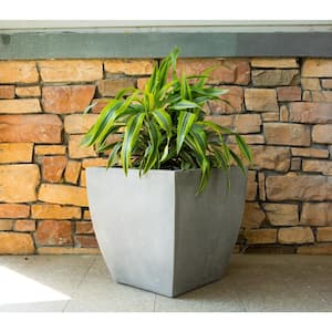 15 in. W Square Natural Concrete/Fiberglass Indoor Outdoor Modern Flared Planter