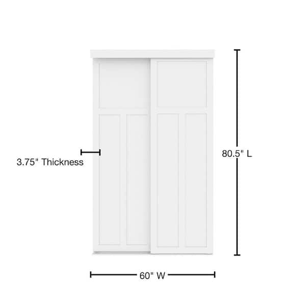 60 In X 80 5 Mission White Sliding, Sliding Closet Door Rough Opening Chart