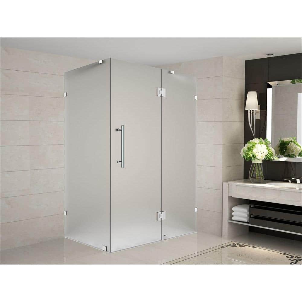 Avalux 39 in. x 34 in. x 72 in. Completely Frameless Hinged Shower Enclosure with Frosted Glass in Stainless Steel price history on PriceWatchPro