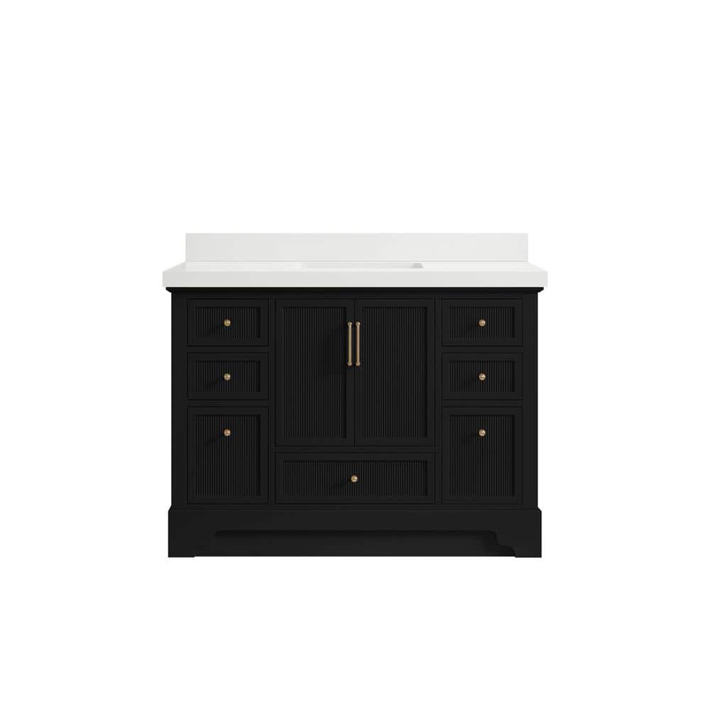 Alys 48 in. W x 22 in. D x 36 in. H Single Sink Bath Vanity in Black with 2 in. White Quartz Top price history on PriceWatchPro