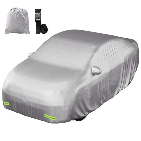 Mockins 200 in. x 75 in. x 60 in. Water Resistant Car Cover, 190T Silver Polyester - Large Sedan