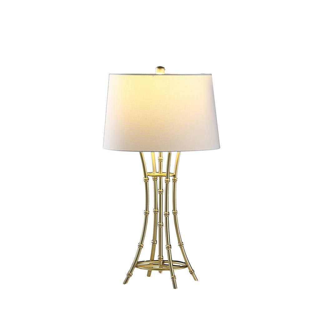Kiara 29.25" Satin Brushed Gold Bamboo Metal Table Lamp