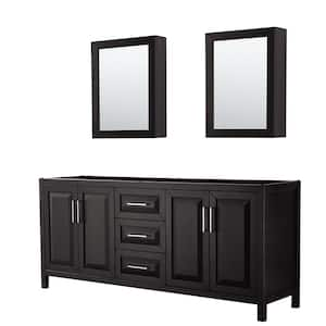 Daria 78.75 in. Double Bathroom Vanity Cabinet Only with Medicine Cabinets in Dark Espresso